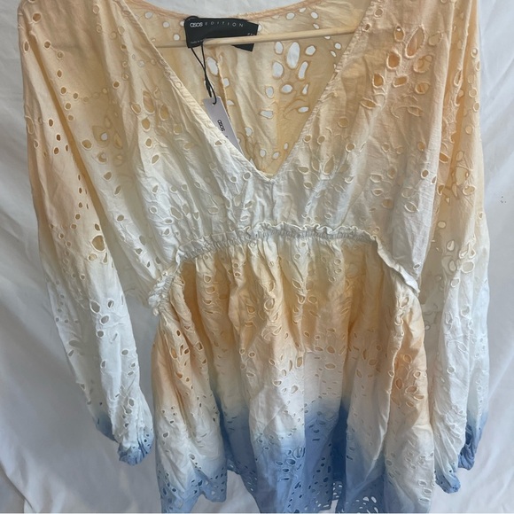 ASOS EDITION OMBRE MINI DRESS WITH GATHERED WAIST-MULTI Size 12 NWT - Picture 9 of 11